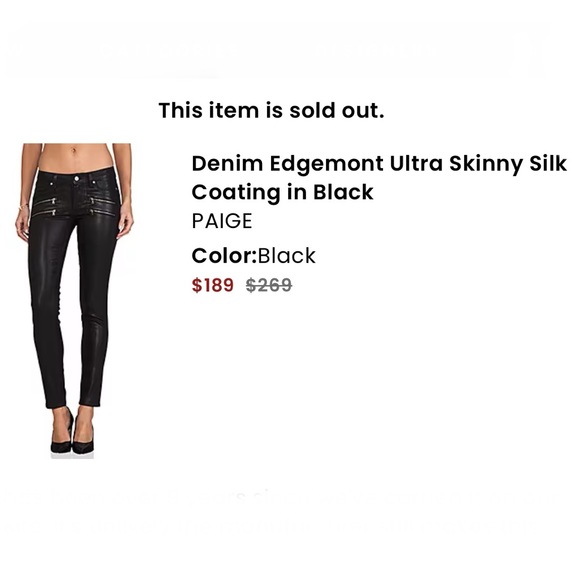 Paige Sexy Denim Edgemont Ultra Skinny Silk Coating in Black Jeans Pants Size 26 - Picture 15 of 16